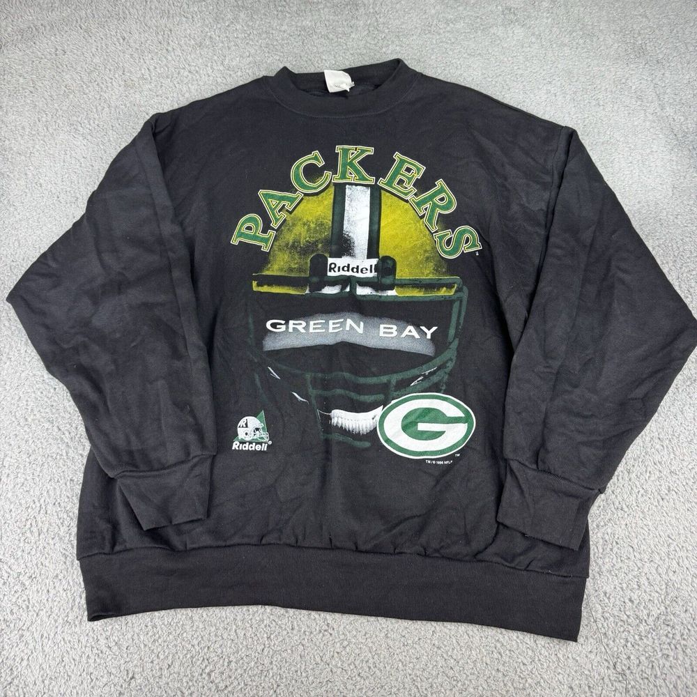 Vintage Green Bay Packers NFL Black Sweatshirt 1996 Size XLarge- Riddell